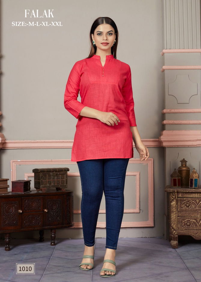 Falak By Sangeet Tunic Slub Cotton Short Kurtis Wholesale Market In Surat